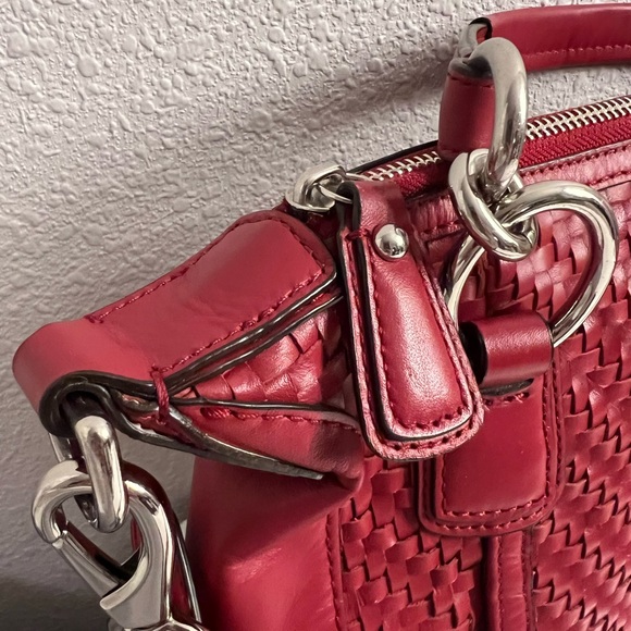 Coach Kristin Pink Woven Leather Large Shoulder Handbag Purse N2 E1220-19312 - Picture 7 of 12